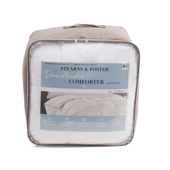 STEARNS & FOSTER STRIPE 500tc Cotton Stripe Down Alternative Comforter